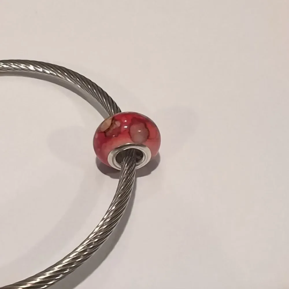 Silver Red Watercolor Charm for Pandora Style Bracelet‎